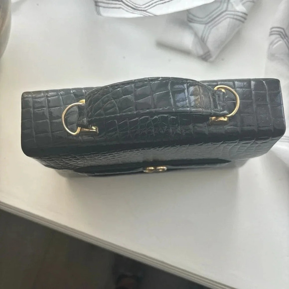 Black  briefcase leather with gold details - Picture 3 of 5